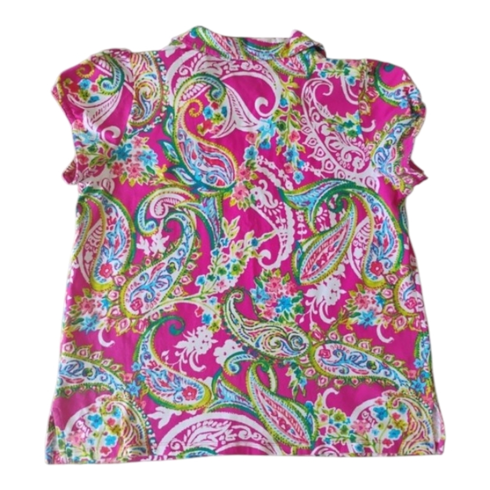 Caribbean Joe Pink and Green Paisley Top - Picture 3 of 5